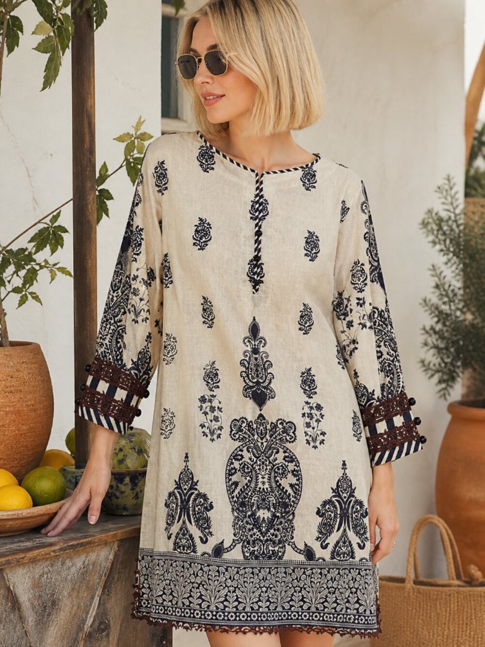 Sana Safinaz Muzlin Lawn Tunic Dress